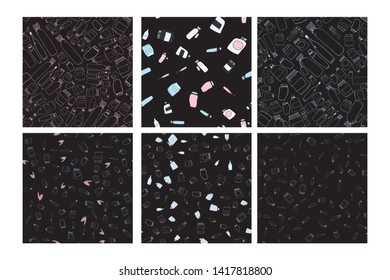 Botttles hand drawn seamless pattern for your design posters, textile, website