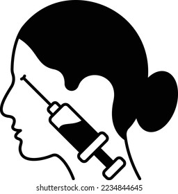 Botulinum toxin being injected in the human face concept, Botox for a slimmer jawline vector icon design, beauty and personal care symbol, cosmetic dermatology sign, body aesthetics stock illustration