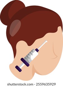 Botulinum toxin being injected in the human face isometric concept, Botox for a slimmer jawline vector icon design, beauty personal care symbol, cosmetic dermatology sign, body aesthetics illustration