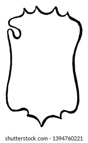 Bouche Shield mit einer Vintage-Linie im Unterbereich Zeichnung oder Gravur-Illustration.