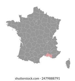 Bouches du Rhone department map, administrative division of France. Vector illustration.