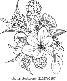 Bouchet of abstract flowers coloring page