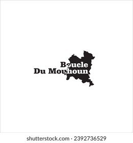 Boucle Du Mouhoun map and black lettering design on white background