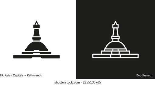 Boudhanath Stupa Icon. Landmark building of Kathmandu, the capital city of Nepal
