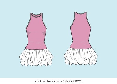 Un vestido de buffant es una silueta de vestir de mujer hecha de una falda ancha y completa que se parece a una falda de aro. Puede ser la longitud del té (media de la ternera) o la longitud del suelo.