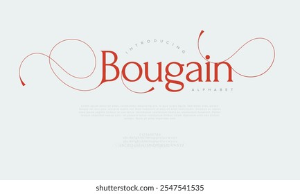 Bougain typography beauty fashion elegant minimalist serif italic fonts decorative wedding vintage retro logos. Minimal luxury font alphabet logo. Vector illustration