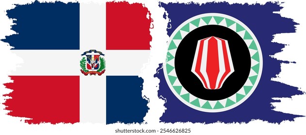 Bougainville and Dominican Republic grunge flags connection, vector