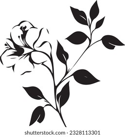 Bougainvillea Blanco y negro, conjunto de plantillas vectoriales para corte e impresión