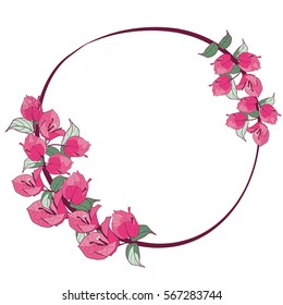 Bougainvillea Flower On Circle Frame