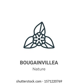 Bougainvillea outline vector icon. Thin line black bougainvillea icon, flat vector simple element illustration from editable nature concept isolated on white background