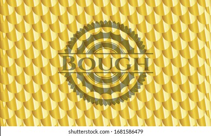 Bough gold emblem. Scales pattern. Vector Illustration. Detailed.