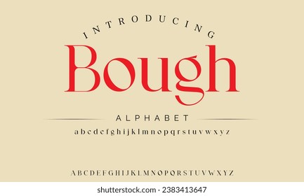 Bough Premium luxury elegant alphabet letters and numbers. Elegant Tech typography classic serif font decorative vintage retro. Creative vector illustration