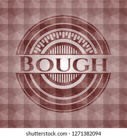 Bough red emblem or badge with geometric pattern background. Seamless.