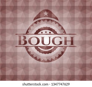 Bough red seamless emblem or badge with abstract geometric polygonal pattern background.