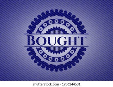 Compró una placa con fondo de denim. Ilustración vectorial. Detallado. 