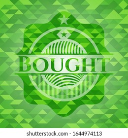 Bought green emblem with mosaic ecological style background. Vector Illustration. Detailed.