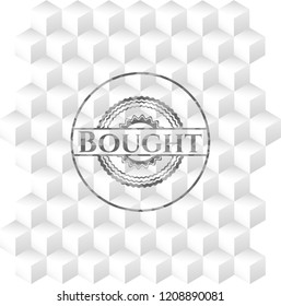 Bought grey badge with geometric cube white background