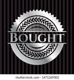 Bought silver shiny badge. Vector Illustration. Mosaic.