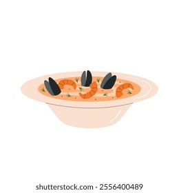 Bouilabesse fish soup. French cuisine, food, dish. Vector illustration isolated on white background