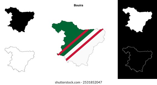 Bouira province outline map set