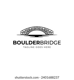 Logotipo del puente de Boulder, logotipo del puente de piedra en un diseño de diseño de diseño de diseño