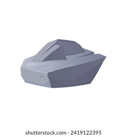 Boulder or rock fragment icon flat vector illustration isolated on white background. Grey granite stone for geology or landscaping themes, game assets.