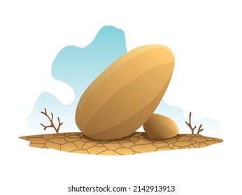 Boulder rock stone. Debris of the mountain. Cartoon stone and elements for game in flat style on color background. Flagstone rocky vector illustration