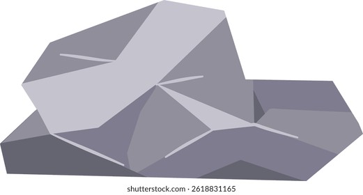 Boulder Rock Vector Illustration. Natural Stone. Isolated on White Background.