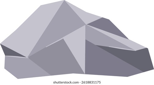 Boulder Rock Vector Illustration. Natural Stone. Isolated on White Background.