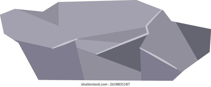 Boulder Rock Vector Illustration. Natural Stone. Isolated on White Background.