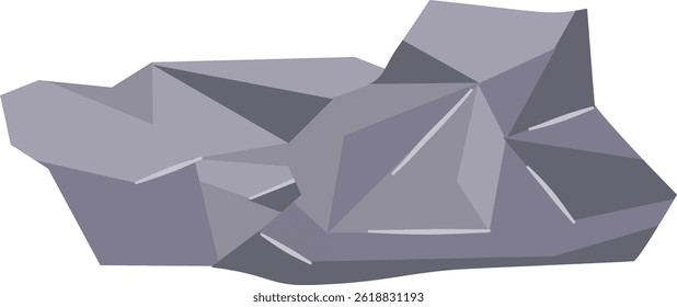 Boulder Rock Vector Illustration. Natural Stone. Isolated on White Background.