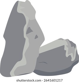 Boulder Stone Cartoon. Isolated on White Background. Vector Illustration.