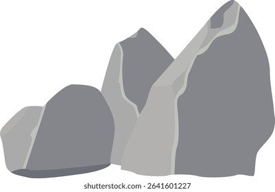 Boulder Stone Cartoon. Isolated on White Background. Vector Illustration.