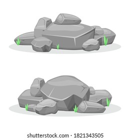 Boulder stones vector design illustration isolated on white background. Game assets