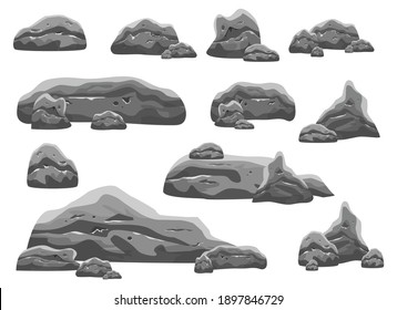 Boulder stones vector design illustration isolated on white background. Game assets