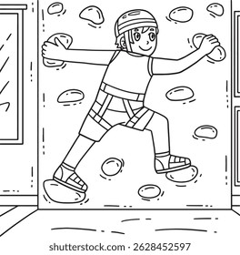 Página para colorear Bouldering Boy Wall Climbing 