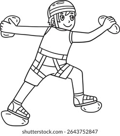 Bouldering Boy Wall Climbing Isolated Coloring 