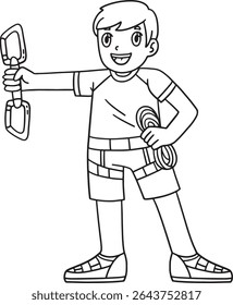 Bouldering Boy Wearing Climbing Equipment Isolated