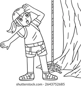 Bouldering Girl at the Foot of the Rock Isolated 