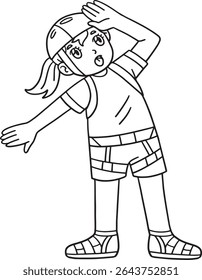 Bouldering Girl Looking Up Isolated Coloring Page 