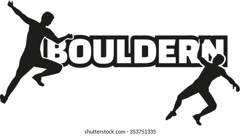 Bouldern word with climbing man