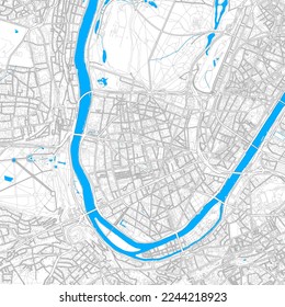 Boulogne-Billancourt, Hauts-de-Seine, Frankreich Hochauflösende Vektorkarte mit bearbeitbaren Wegen. Helle Umrisse für Hauptverkehrsstraßen. Verwenden Sie es für jeden gedruckten und digitalen Hintergrund.