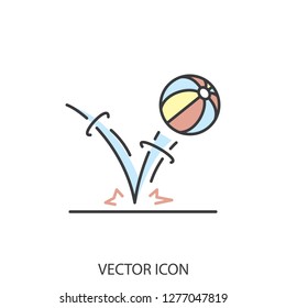 bounce ball icon, line sign - vector illustration eps10