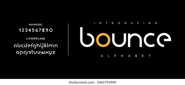 Bounce creative simple modern urban alphabet font. Digital abstract futuristic, logo, music, sport, minimal technology typography. Simple numeric vector illustration