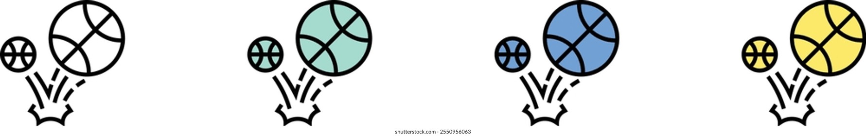 bounce icon. Outline, Green, Blue and Yellow Style Design Isolated On White Background