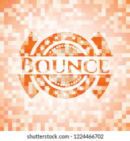 Bounce orange tile background illustration. Square geometric mosaic seamless pattern with emblem inside.