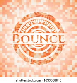 Bounce orange tile background illustration. Square geometric mosaic seamless pattern with emblem inside.