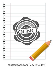 Bounce pencil emblem. Vector Illustration. Detailed. 