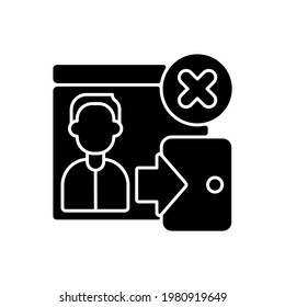 Bounce rate black glyph icon. Percentage of visitors who enter site and then leave rather than view pages of same site. Silhouette symbol on white space. Vector isolated illustration