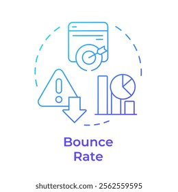 Bounce rate blue gradient concept icon. Users activity online research. Audience engagement metric. Round shape line illustration. Abstract idea. Graphic design. Easy to use in presentation